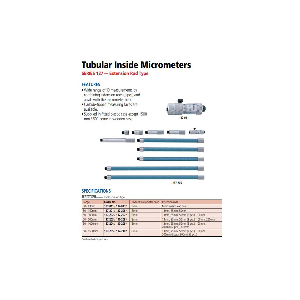 137203 Mitutoyo 50500mm Inside Micrometer